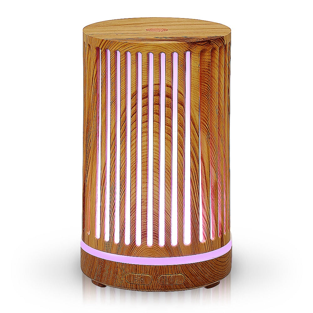 AROMAR Oil Diffuser Wood Ultrasonic Zen Birch with 7 Color LED Lights 100ML 90024