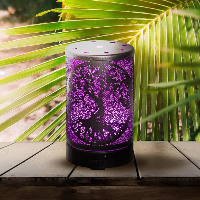 AROMAR Oil Diffuser Ultrasonic Black Tree of Life with 7 Color LED Lights 100ML 90340
