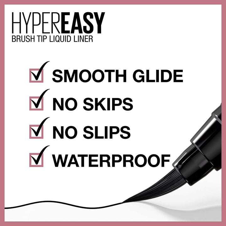 MAYBELLINE NEW YORK Makeup Eyeliner Maybelline Hyper Easy Liquid Pen NO-SKIP Eyeliner, Satin Finish, Waterproof Formula, Eye Liner Makeup, Pitch Black, 0.018 Fl. OZ