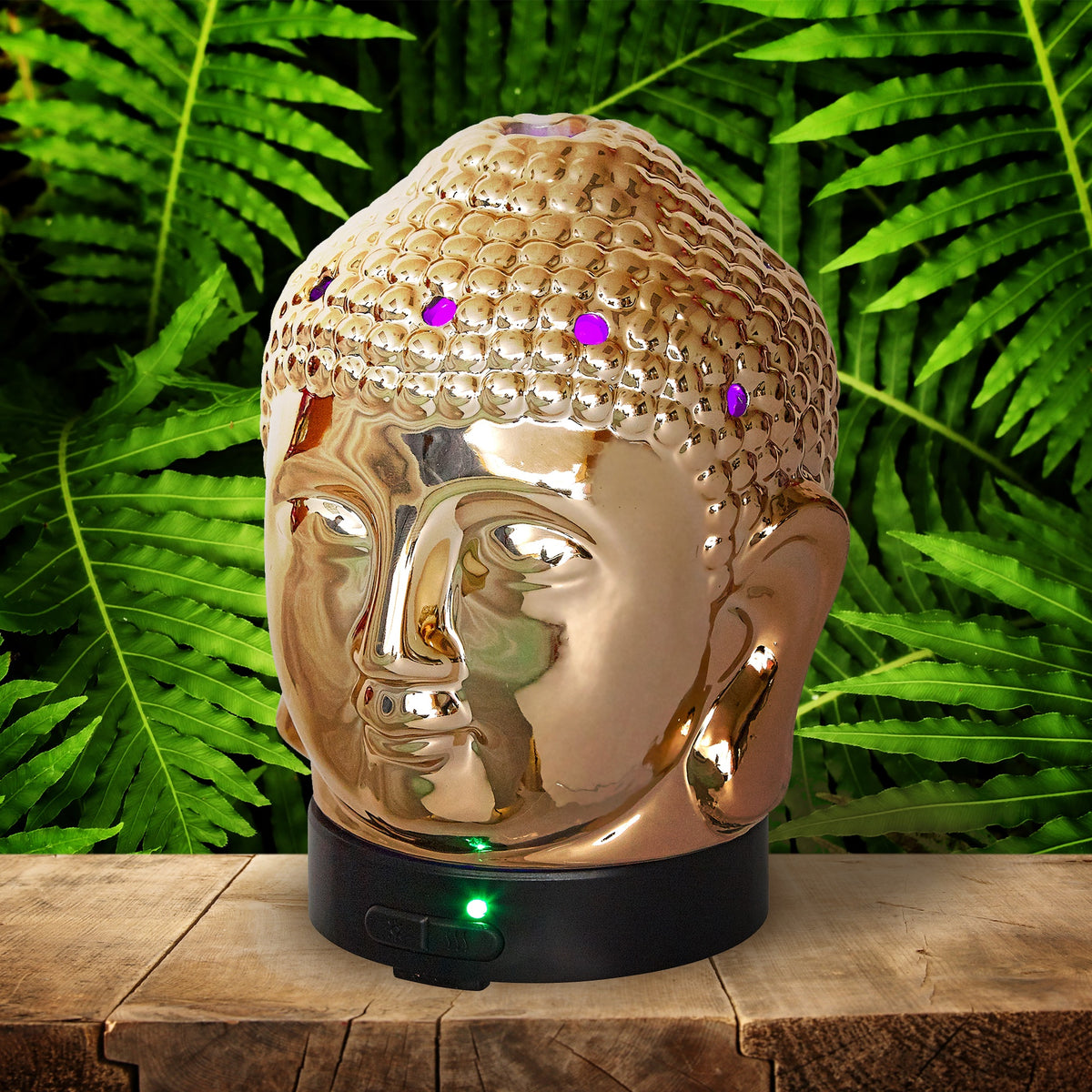 AROMAR Oil Diffuser Ultrasonic Ceramic Head Gold with 7 Color LED Lights 100ML 90604