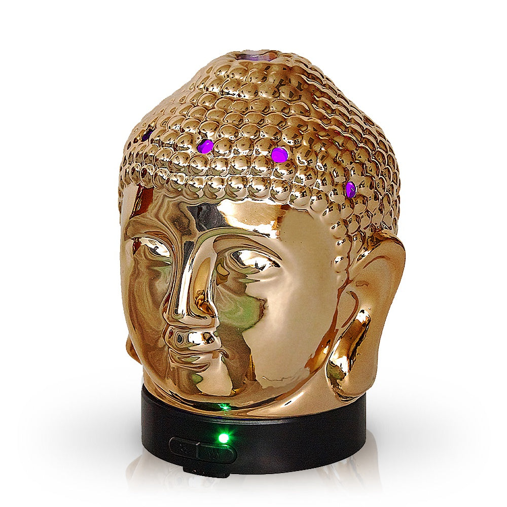 AROMAR Oil Diffuser Ultrasonic Ceramic Head Gold with 7 Color LED Lights 100ML 90604