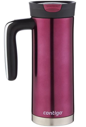 CONTIGO Travel Mug Snapseal Superior VACUUM-INSULATED Stainless Steel 20 OZ., Vivacious W/HANDLE