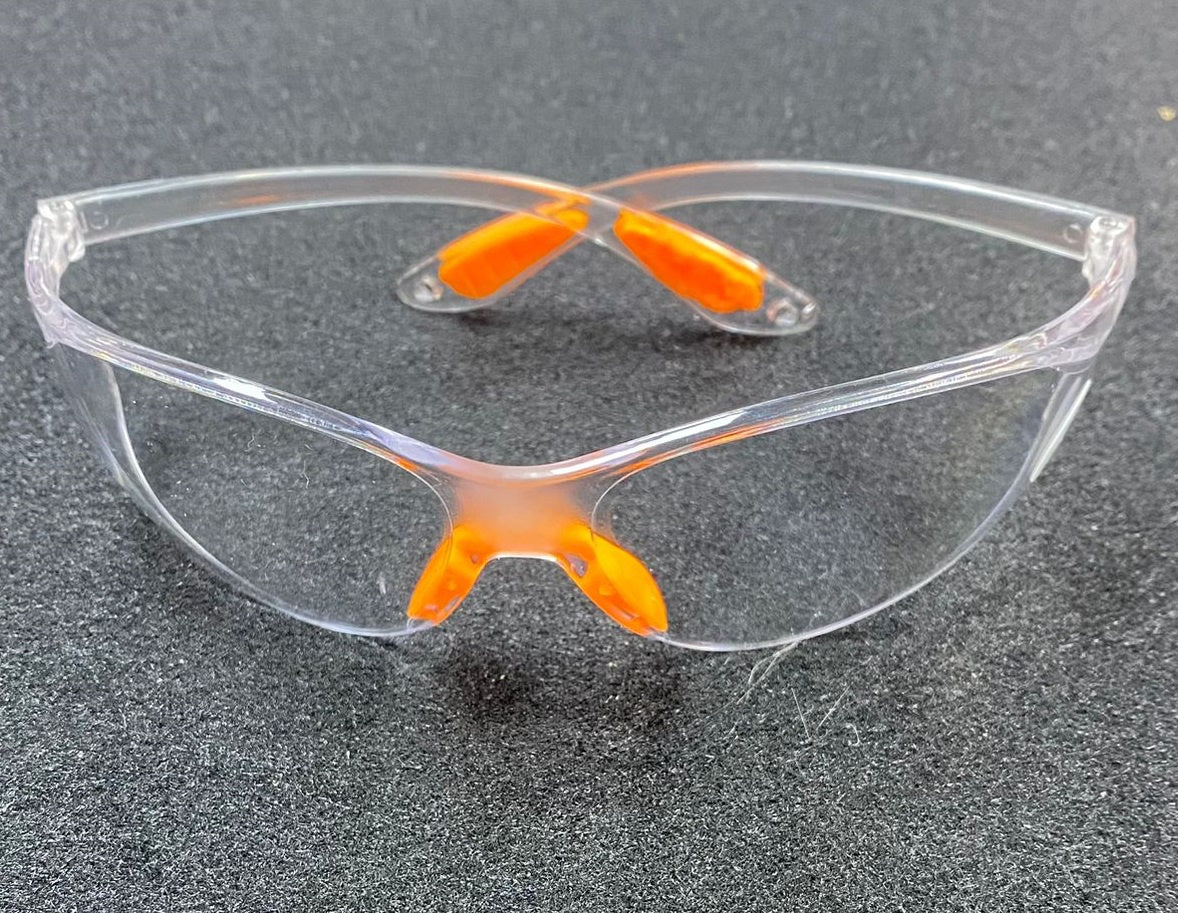 Safety Goggles Clear with Orange Nose Pad #UV400
