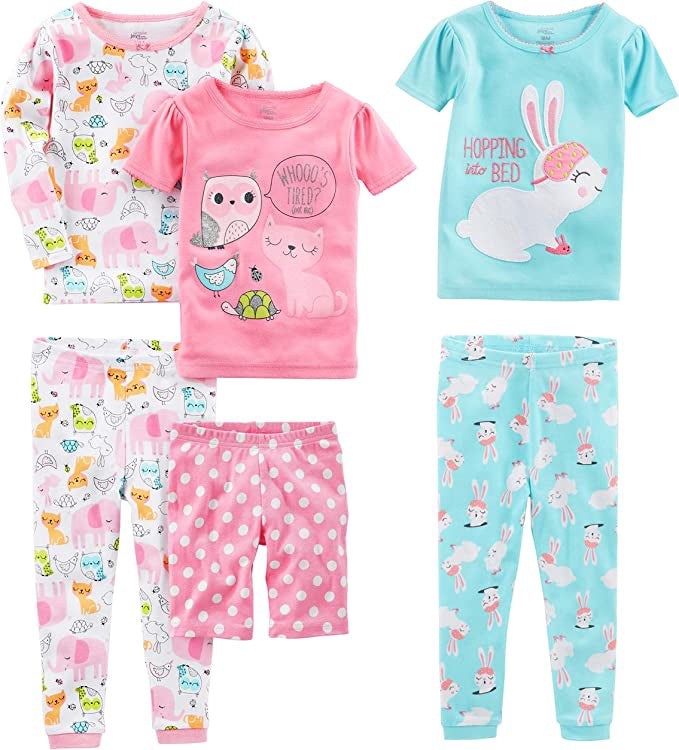 CARTER'S Baby Pajama Set Simple Joys by 6PCS PINK/TEAL / 4T