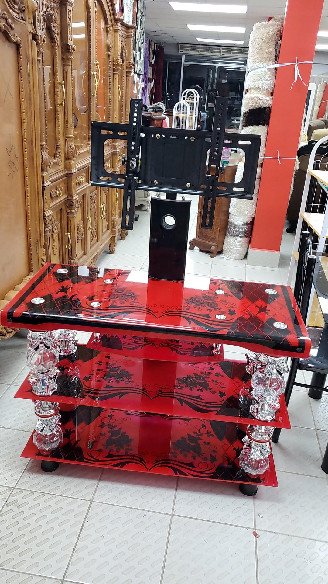 TV Stand Glass 612 with Mount Red