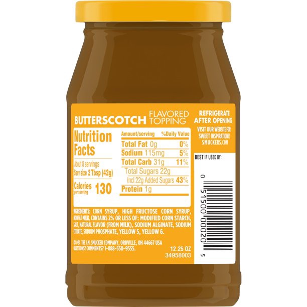 SMUCKER'S Butterscotch Flavored Topping 12.25OZ 347G