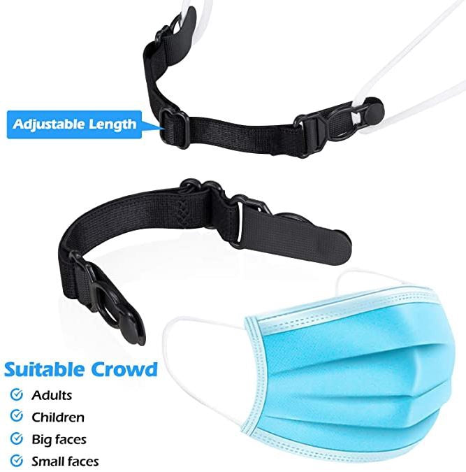 GENERIC Mask Extender Strap Ear Saver Adjustable Black Washable