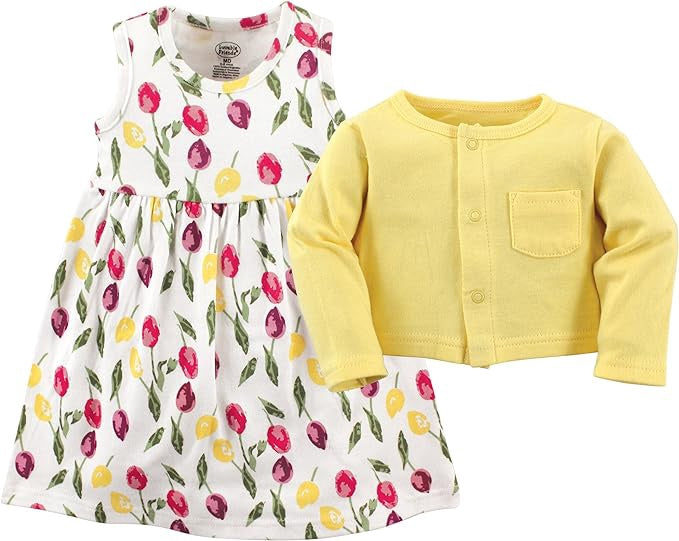 LUVABLE FRIENDS Baby Dress Blue Floral / Yellow