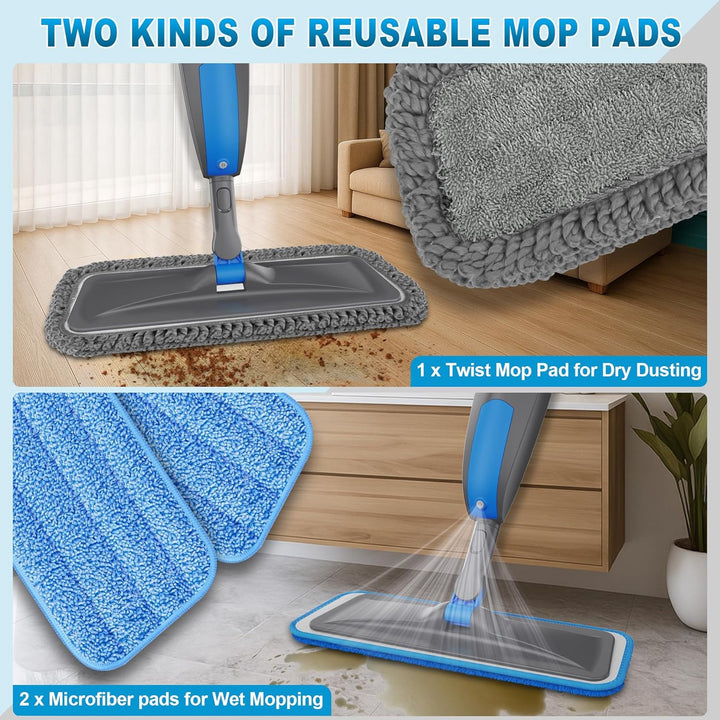 Spray Mop Microfiber Reusable Gray Bpawa