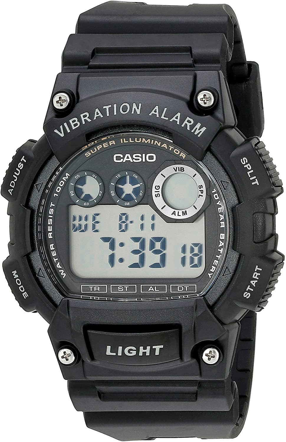 CASIO Watch Men's Super Illuminator Black W735H-1AVCF