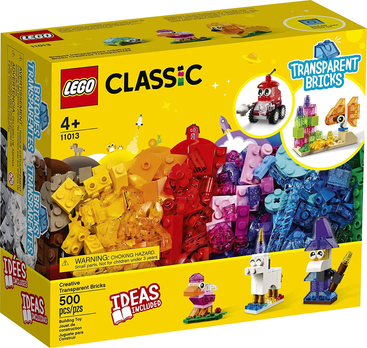 LEGO Toy Classic Creative Transparent Bricks 11013 Building Kit (500PCS)