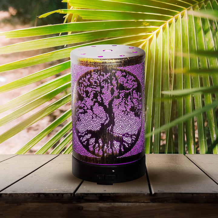 AROMAR Oil Diffuser Ultrasonic Bronze Tree of Life with 7 Color LED Lights 100ML 90342