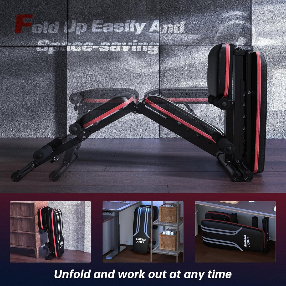 Gym Bench Press Dumbell Flybird FB-22YLD02-01 Adjustable W/RESISTANCE Bands