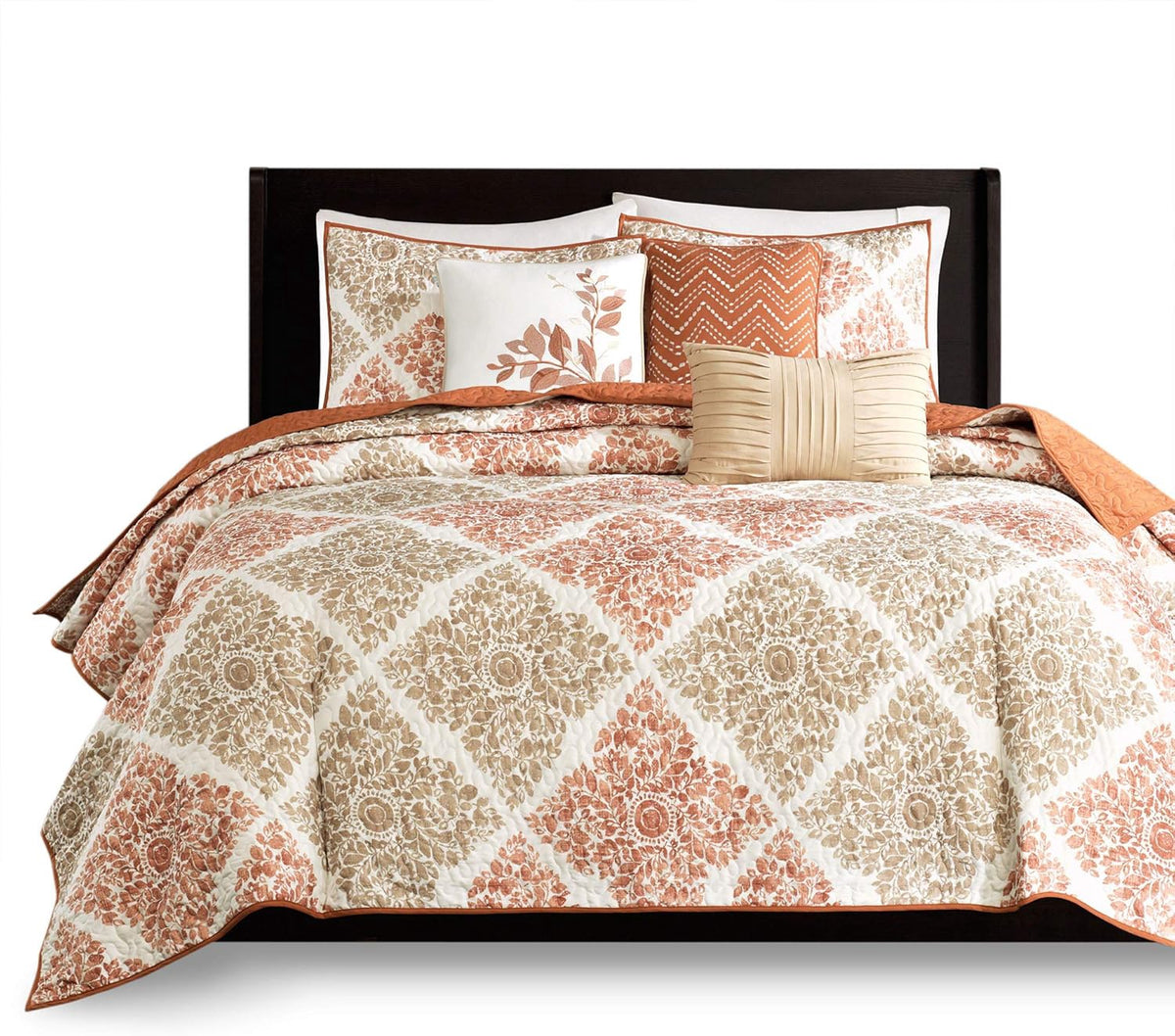 MADISON PARK Quilt Set Claire Modern Coverlet Lightweight 6PCS Queen