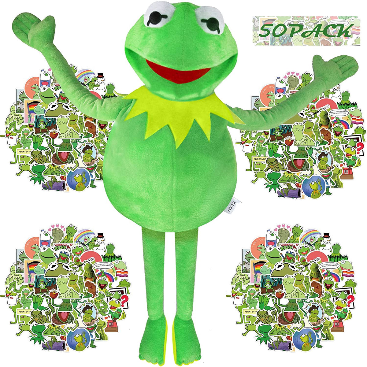 Toy Puppet Kermit Frog the Muppet Show 50PC Sticker 24 Inches
