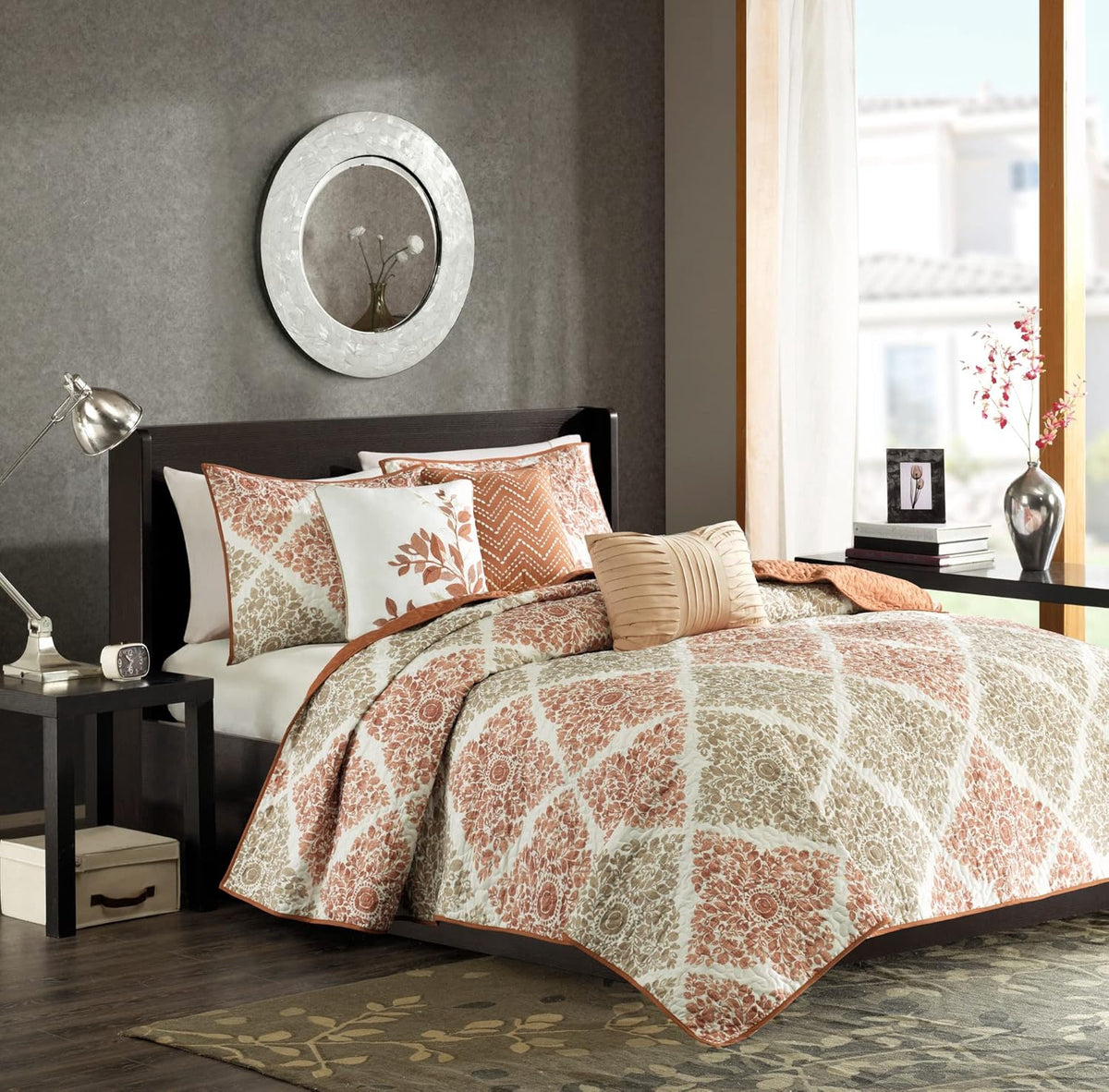 MADISON PARK Quilt Set Claire Modern Coverlet Lightweight 6PCS Queen
