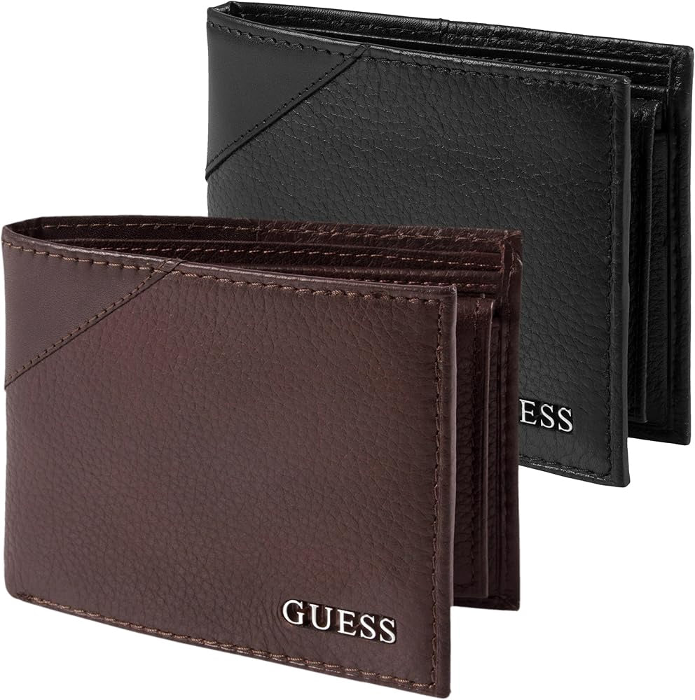 GUESS Wallet Men Bifold Black Leather