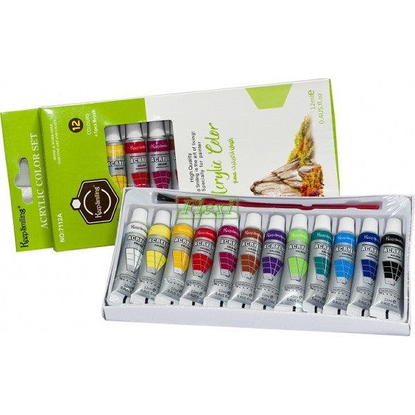 XINBOWEN Artist Paint Acrylic 12 Colours Pack Keep Smiling 7112A