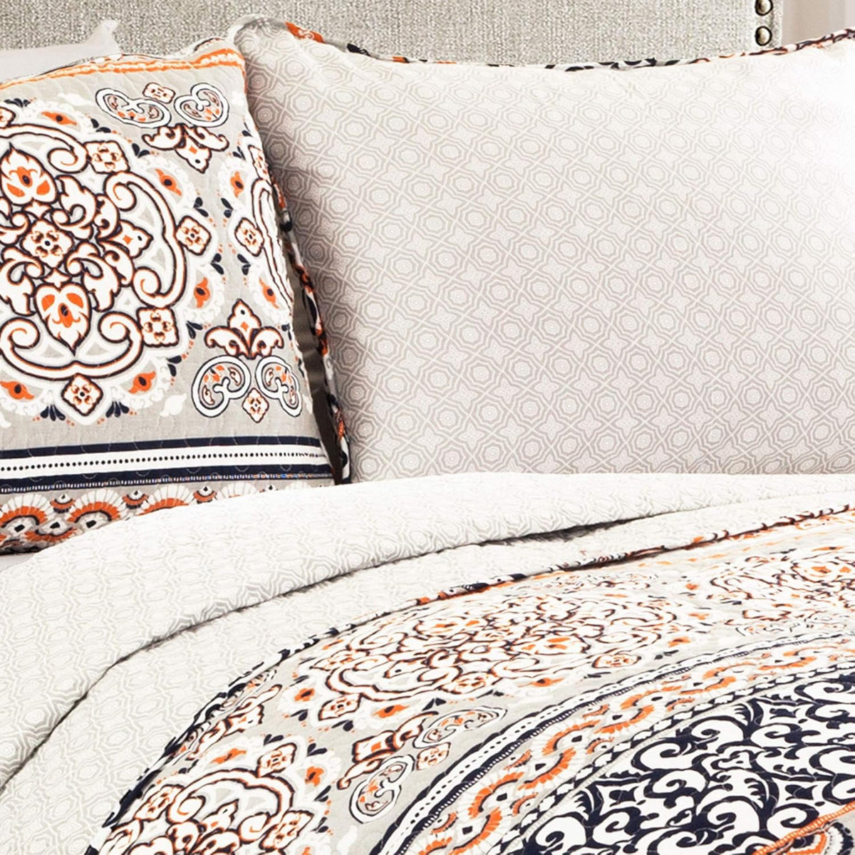 LUSH DECOR Quilt Set Striped King Reversible 3 Piece