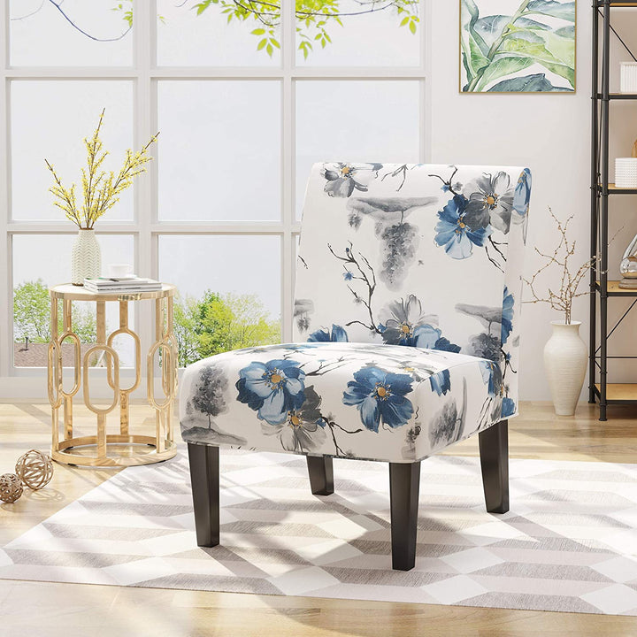 Accent Chair Teal Floral Print