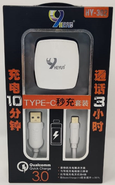 HEYU Charger Cable USB HY-302 TYPE-C 3.0 Qualcomm Quick Charge
