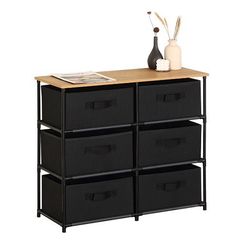 MUTBERG Storage Cabinet 6 Fabric Drawers Steel Frame 30" X 11.8" X 26.75" HJF-SHSNJ763068-3