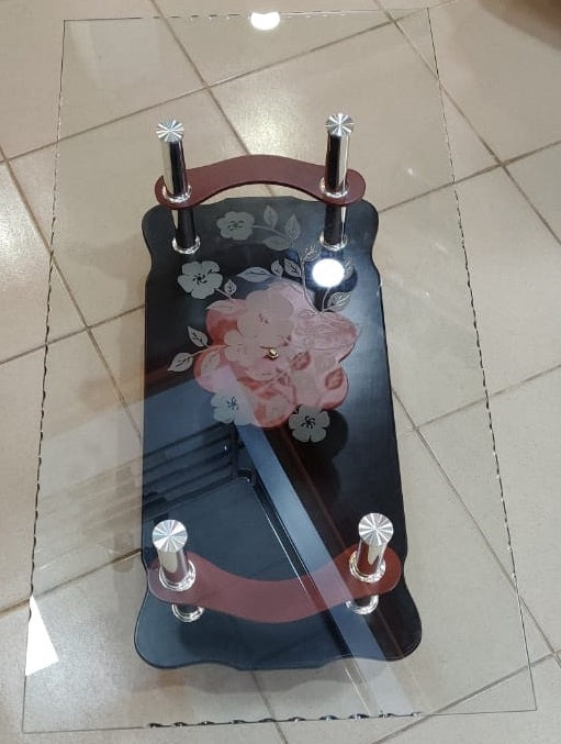 Glass Table Wood & Glass Design Brown & Black AB207