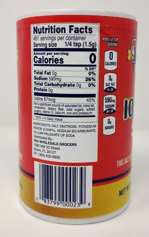 REX Iodized Salt 26OZ 737G