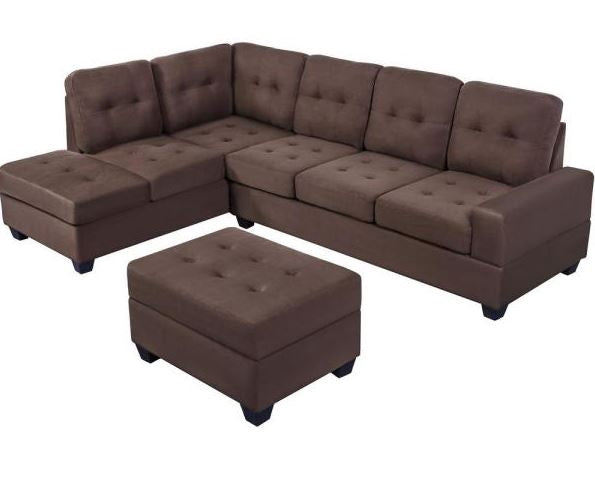 DKLGG Sofa Sectional Modern Microfiber Dark Brown with Ottoman