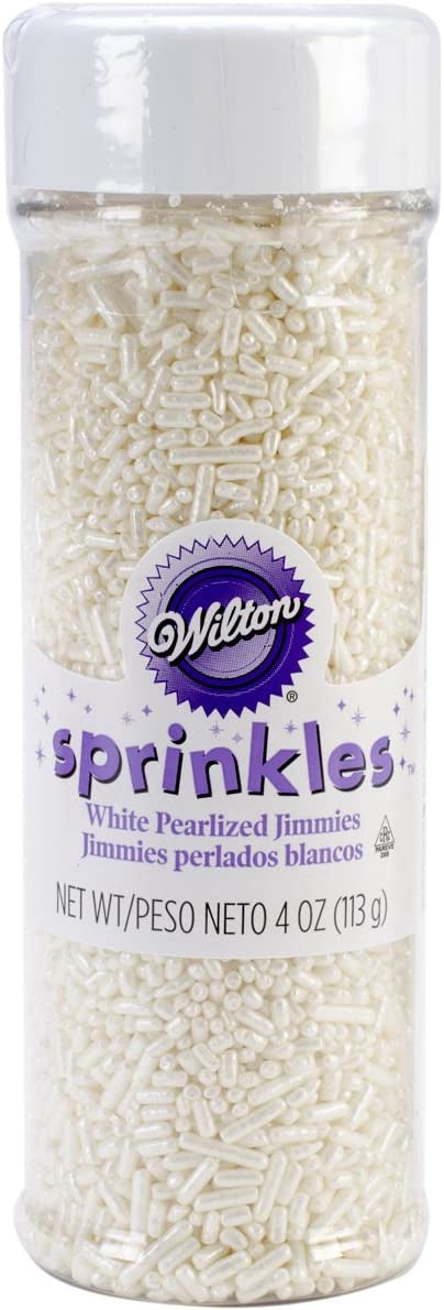 WILTON Baking Sprinkles Jimmies White Parlized 4OZ 113G