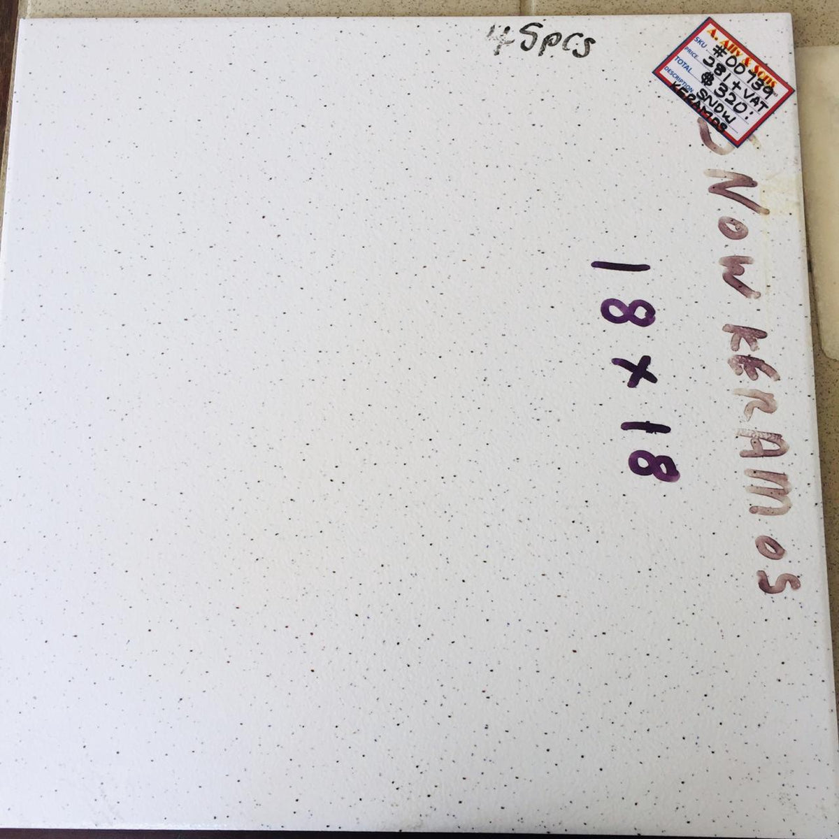 Tile Ceramic 18X18 N/SKID #Snow Keramos