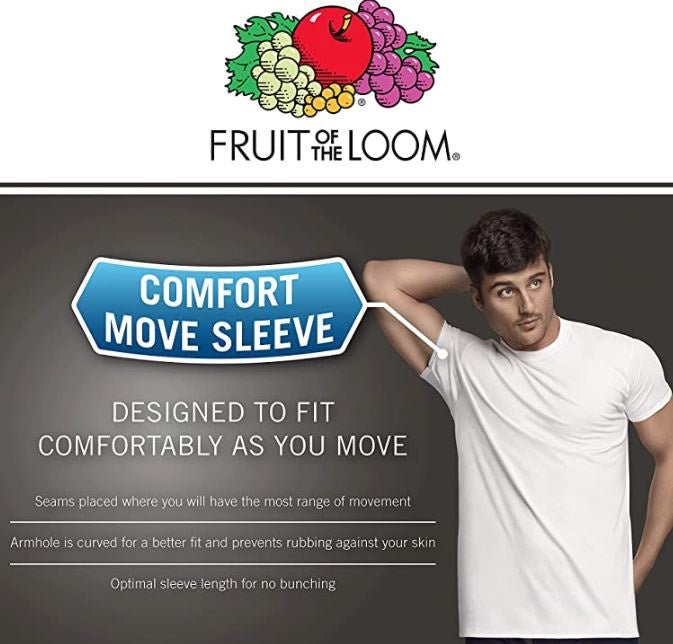 FRUIT OF THE LOOM Men T-SHIRT 6PACK White Tagfree