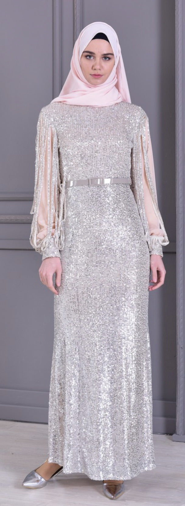 BURUN Dresss Nude Sequin Size 40