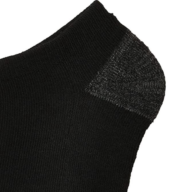 GILDAN Men Socks No Show Half Cushioned Black 12 Pairs