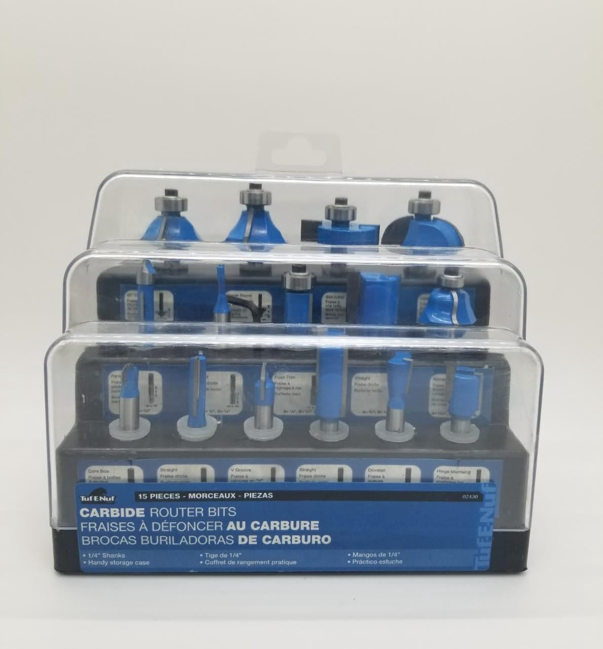 TUFF-E-NUFF Router Bit Set 15PCS TUF-E-NUF Carbide Bits