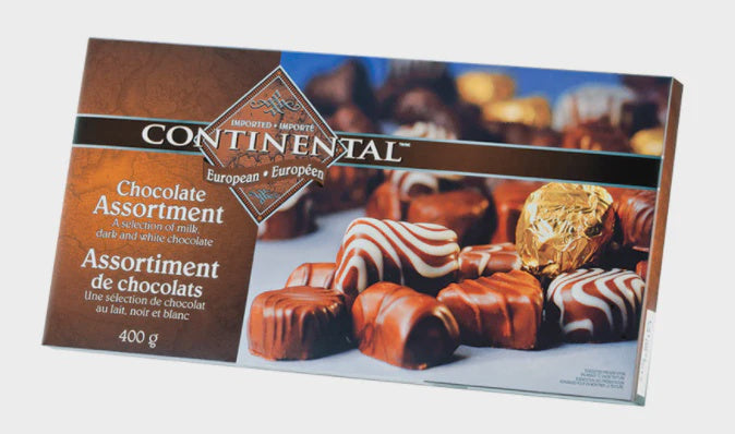 Continental Imported European Assortment Chocolate Milk Dark and White 400G