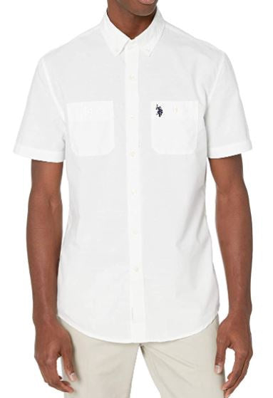 US POLO ASSN. Men Shirt Us Polo Short Sleeve Button Down White