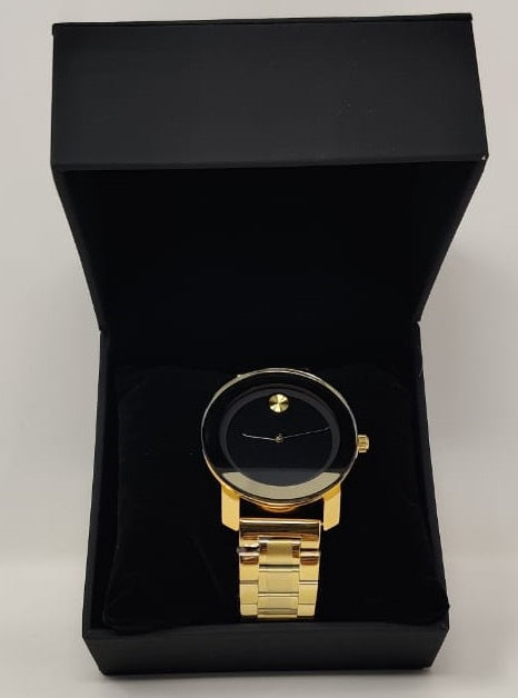 GENERIC Watch Fashion Men Gold with Metal Strap Broad
