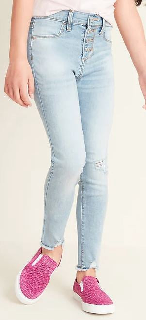 OLD NAVY Girls Jeggings Button Fly Light Wash