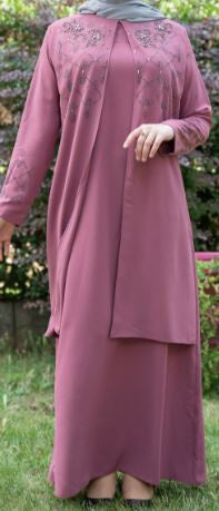 Gown Abaya Pink / Green