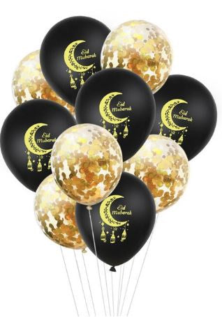 Eid / Ramadan Balloon 10PCS Black / Gold