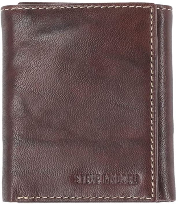 STEVE MADDEN Wallet Men Trifold Genuine Leather Brown