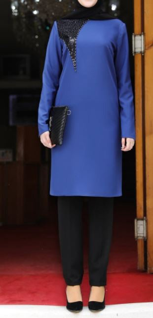 Pants Suit Sequin Blue & Black
