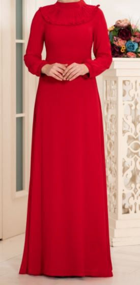 Dress Evening Red Ruffle Detail Plus Size