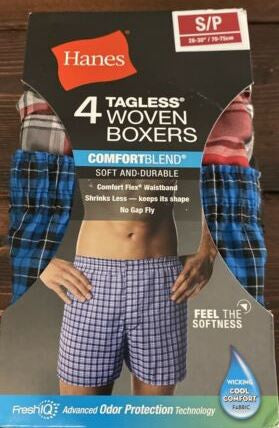 HANES Men Boxers Woven Tagless 4PACK