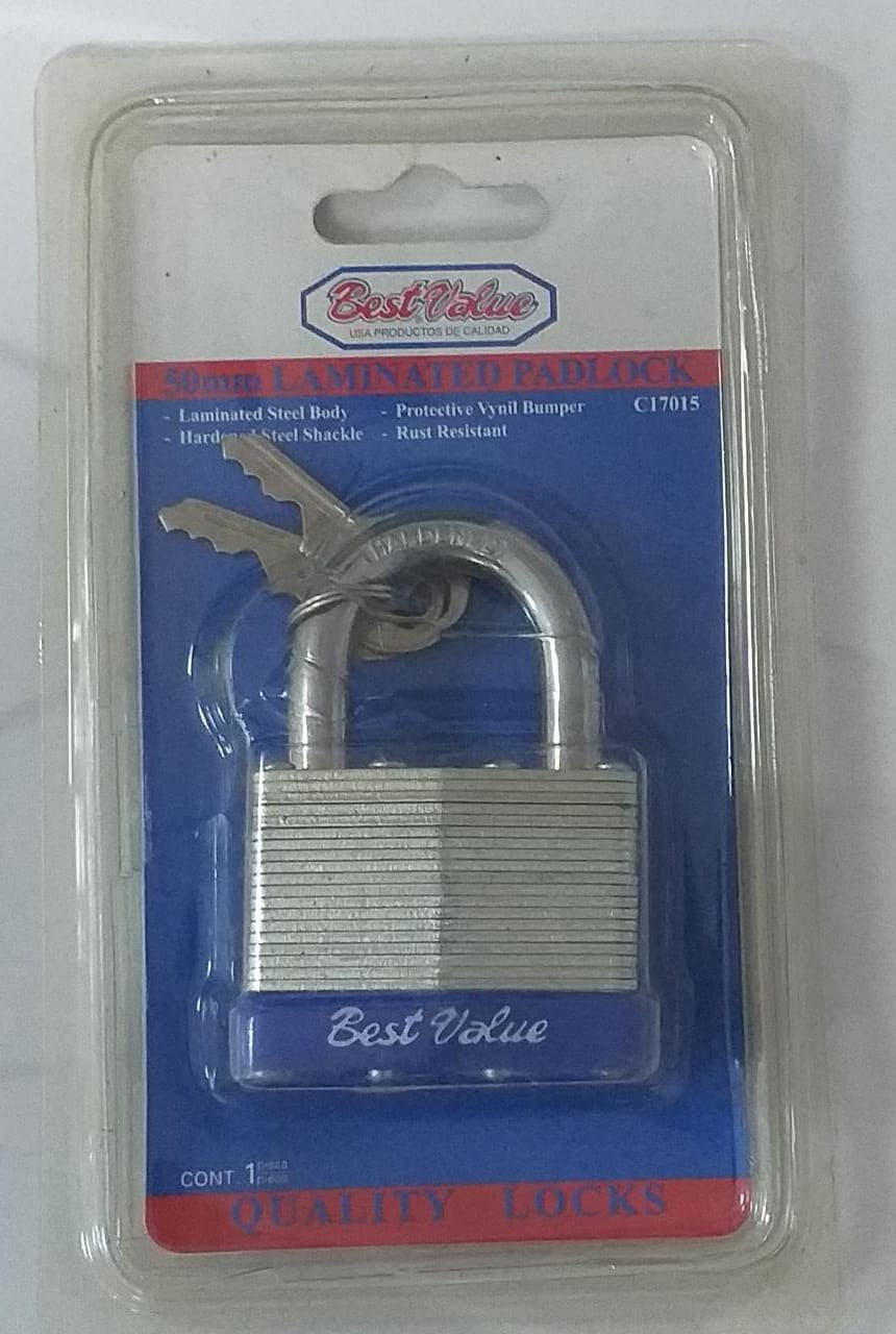 BEST VALUE Padlock 50MM #C17015 Laminated
