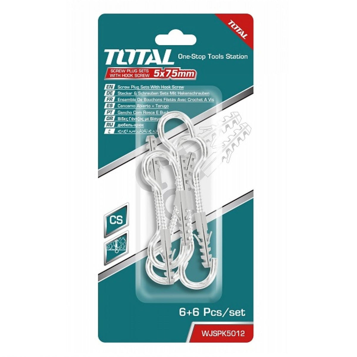 TOTAL Screw Plug Set W/HOOK 5X75MM WJSPK5012
