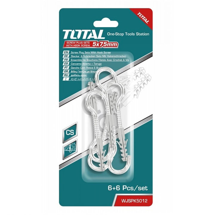 TOTAL Screw Plug Set W/HOOK 5X75MM WJSPK5012