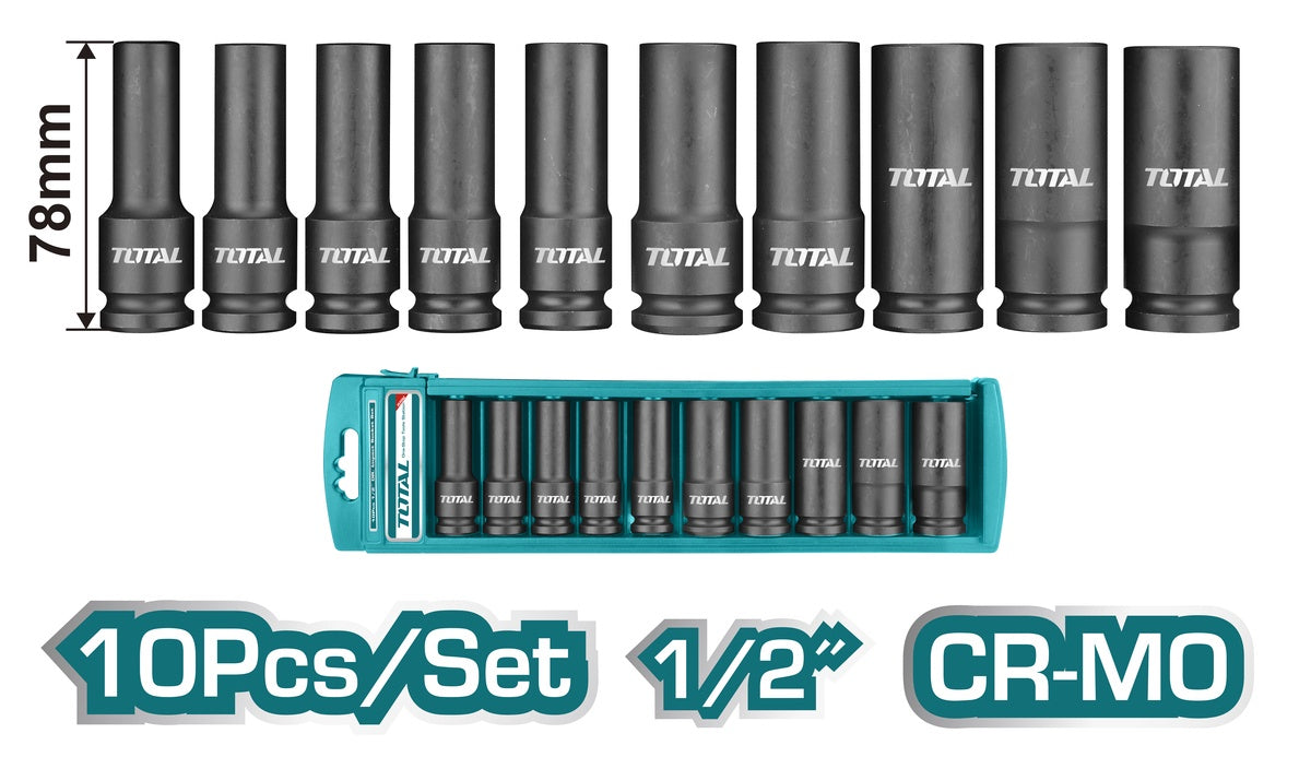 TOTAL Socket Set 10PCS 1/2 THKISD12102L