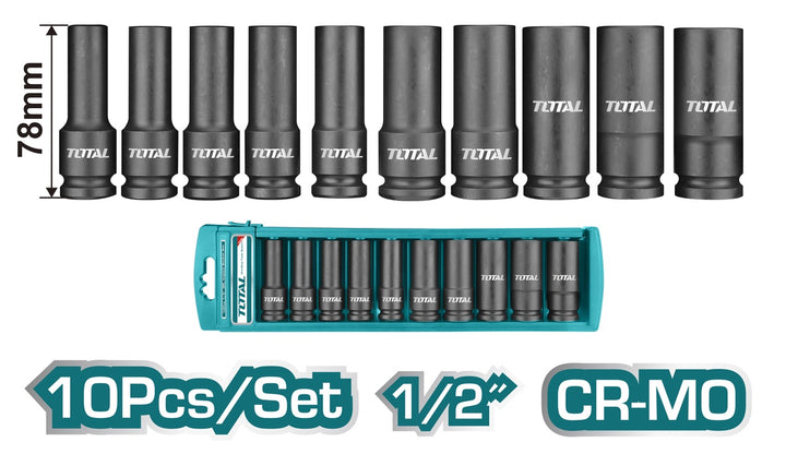 TOTAL Socket Set 10PCS 1/2 THKISD12102L